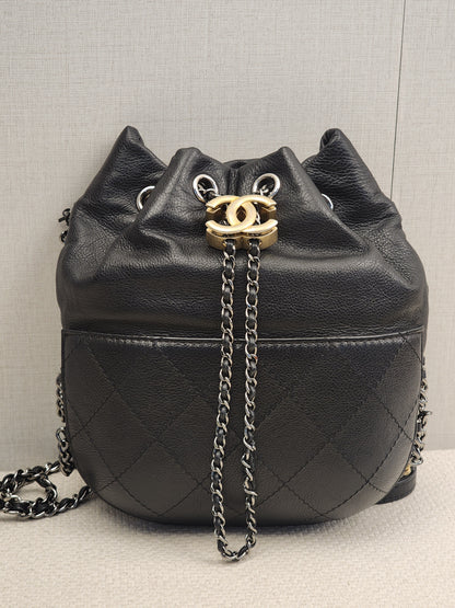 Chanel Black Calfskin Small Gabrielle Bucket Bag