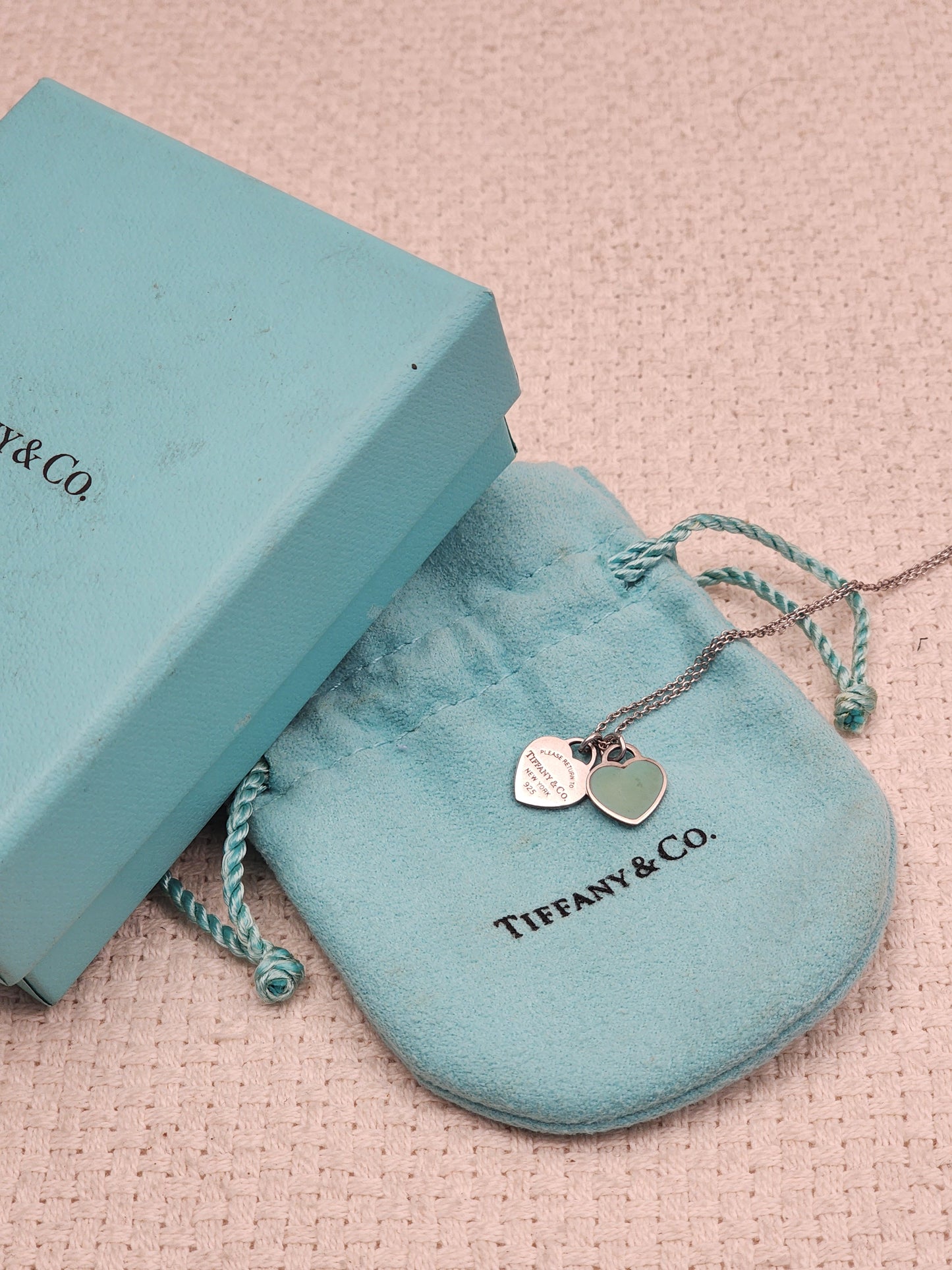 Tiffany & Co Silver Double Heart Necklace