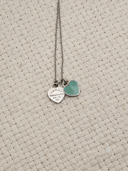 Tiffany & Co Silver Double Heart Necklace