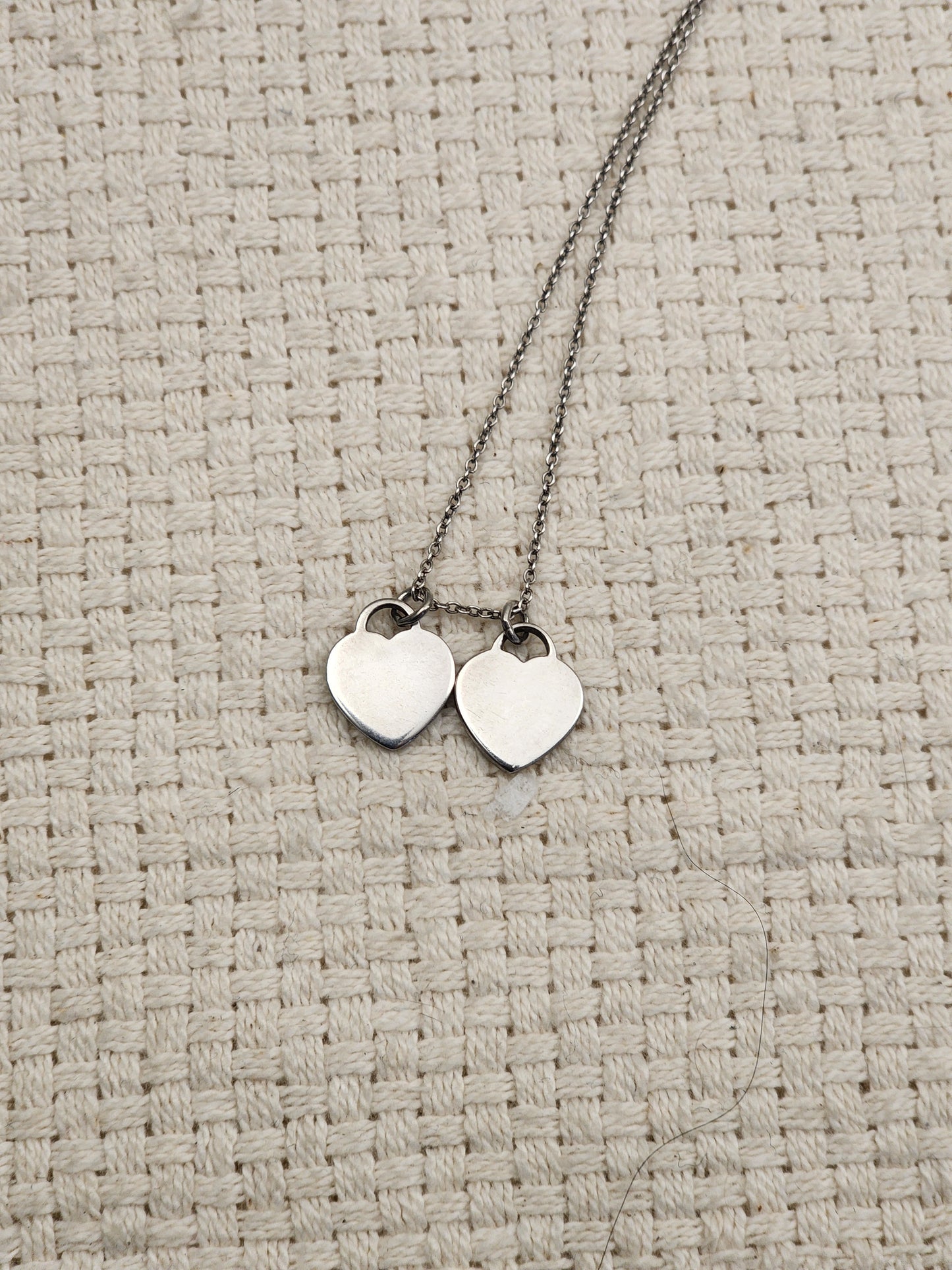 Tiffany & Co Silver Double Heart Necklace