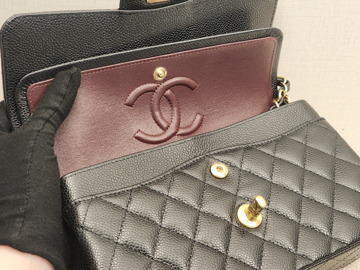 Chanel Black Caviar Small CF (GHW)