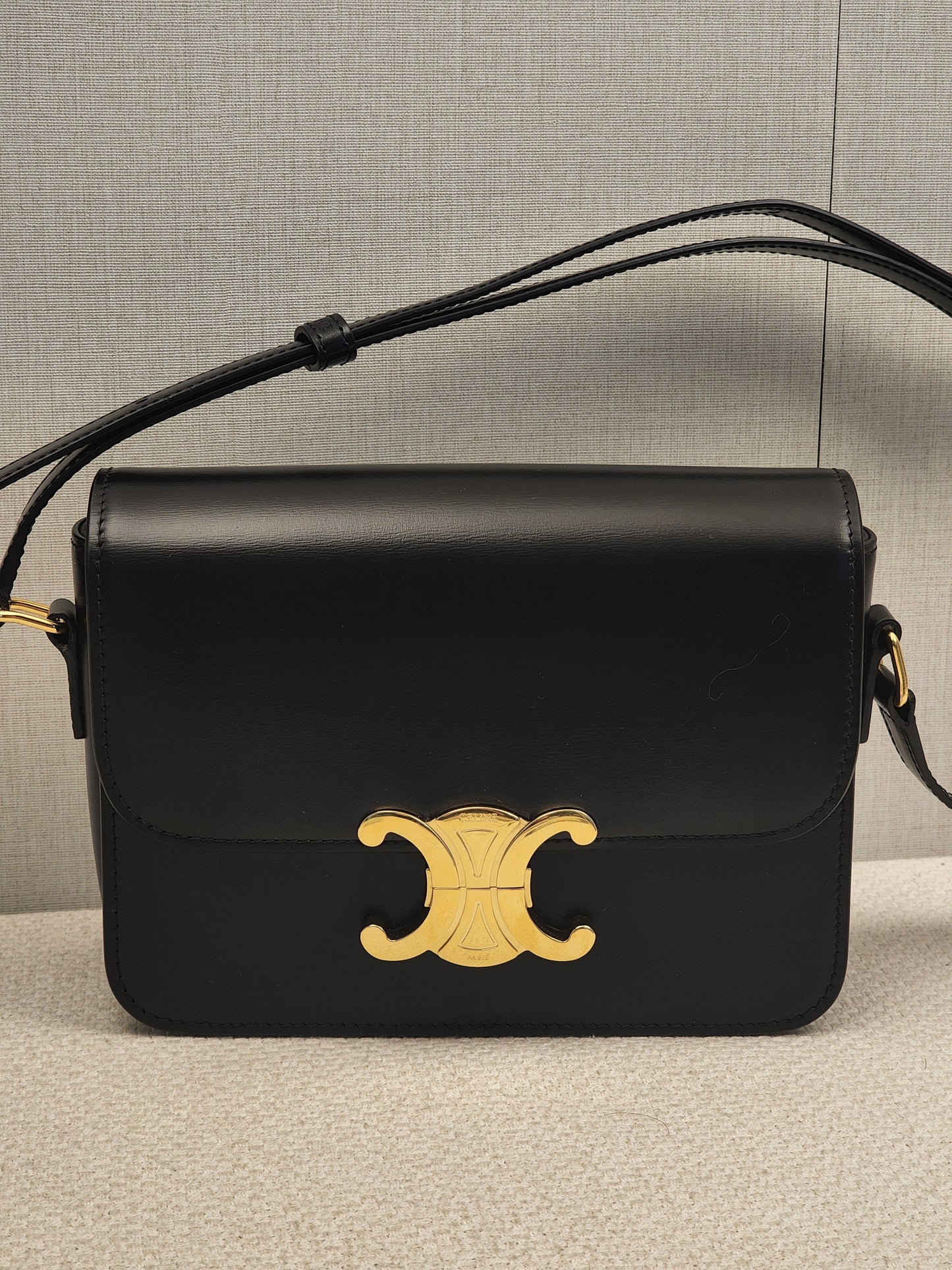 Celine Black Calfskin Teen Triomphe (GHW)