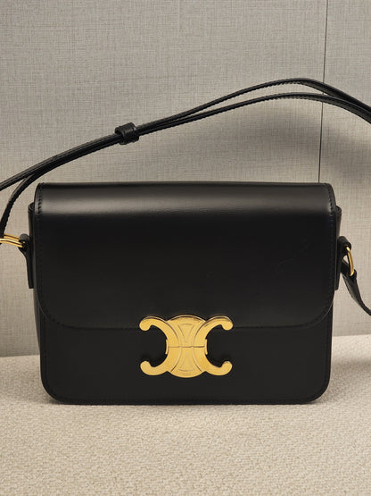 Celine Black Calfskin Teen Triomphe (GHW)