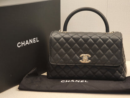 Chanel Black Caviar Medium Coco Handle (LGHW)