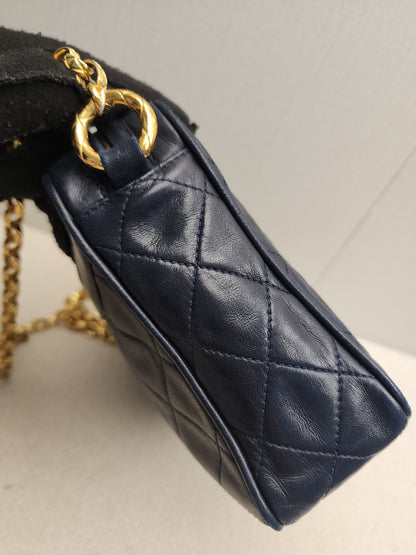 Chanel Navy Lambskin Vintage Tassel Camera Bag (GHW)