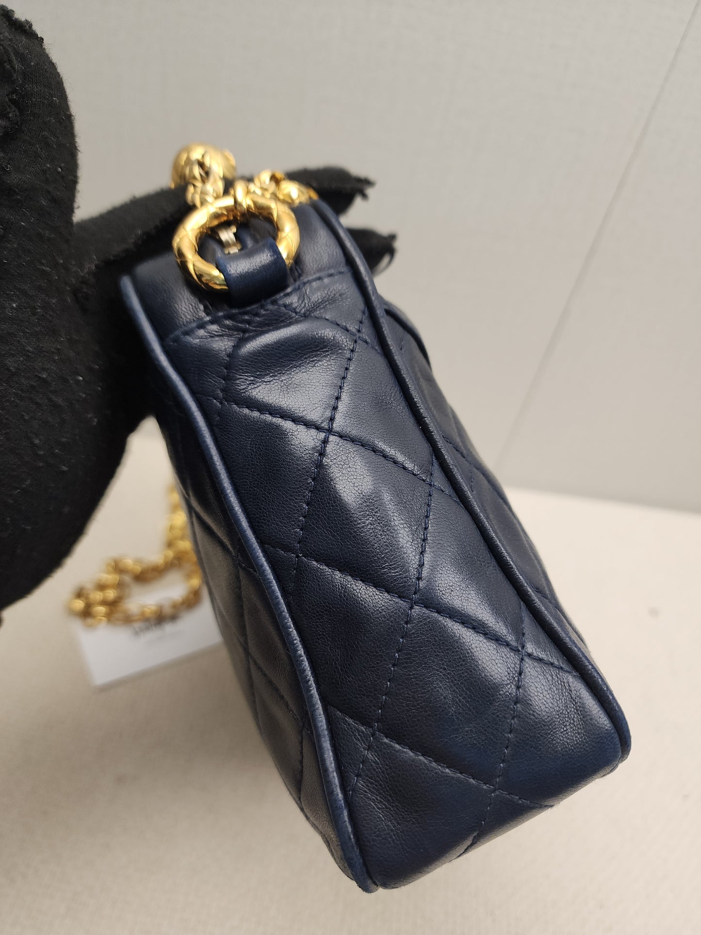 Chanel Navy Lambskin Vintage Tassel Camera Bag (GHW)