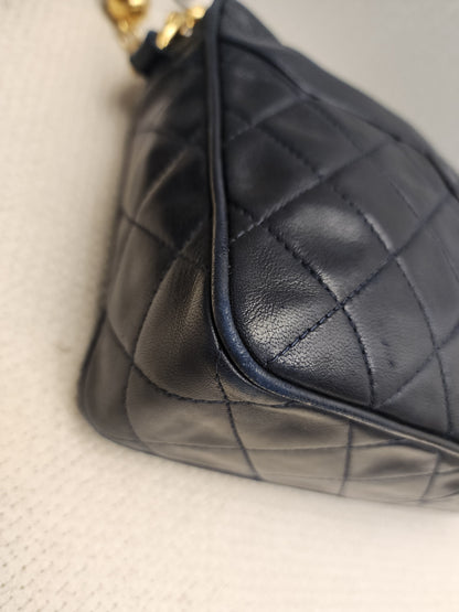 Chanel Navy Lambskin Vintage Tassel Camera Bag (GHW)