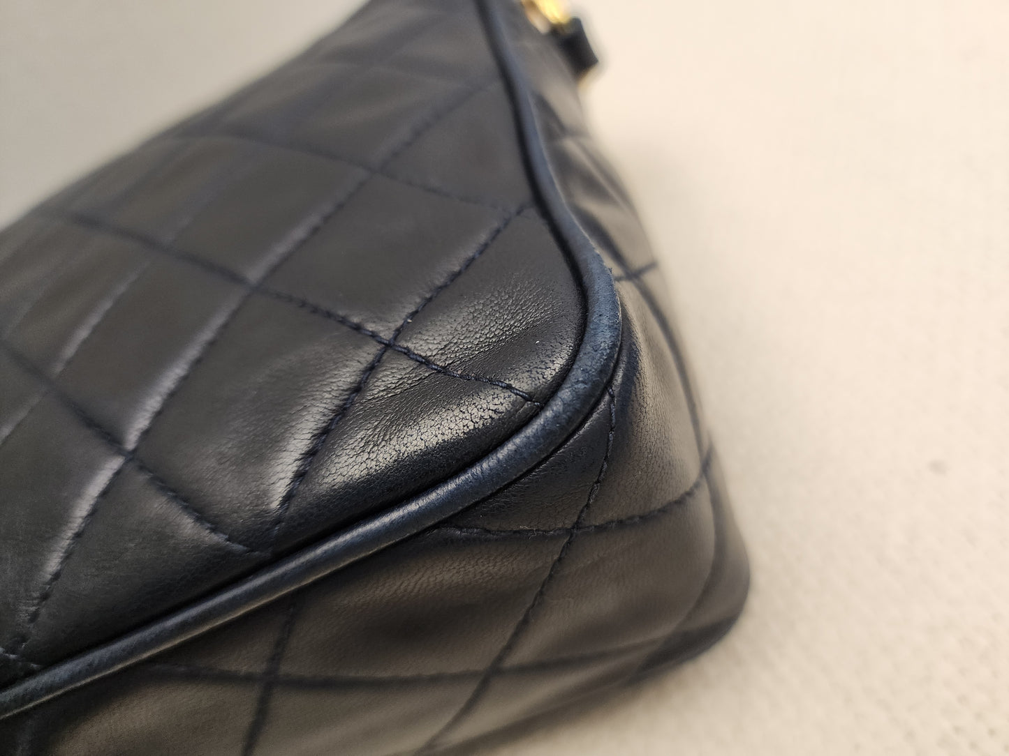 Chanel Navy Lambskin Vintage Tassel Camera Bag (GHW)