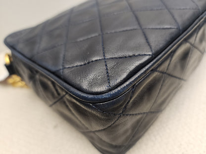 Chanel Navy Lambskin Vintage Tassel Camera Bag (GHW)