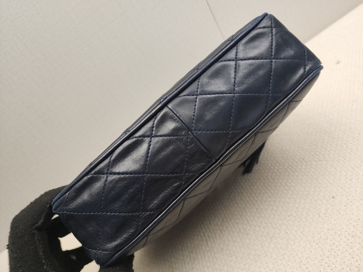 Chanel Navy Lambskin Vintage Tassel Camera Bag (GHW)