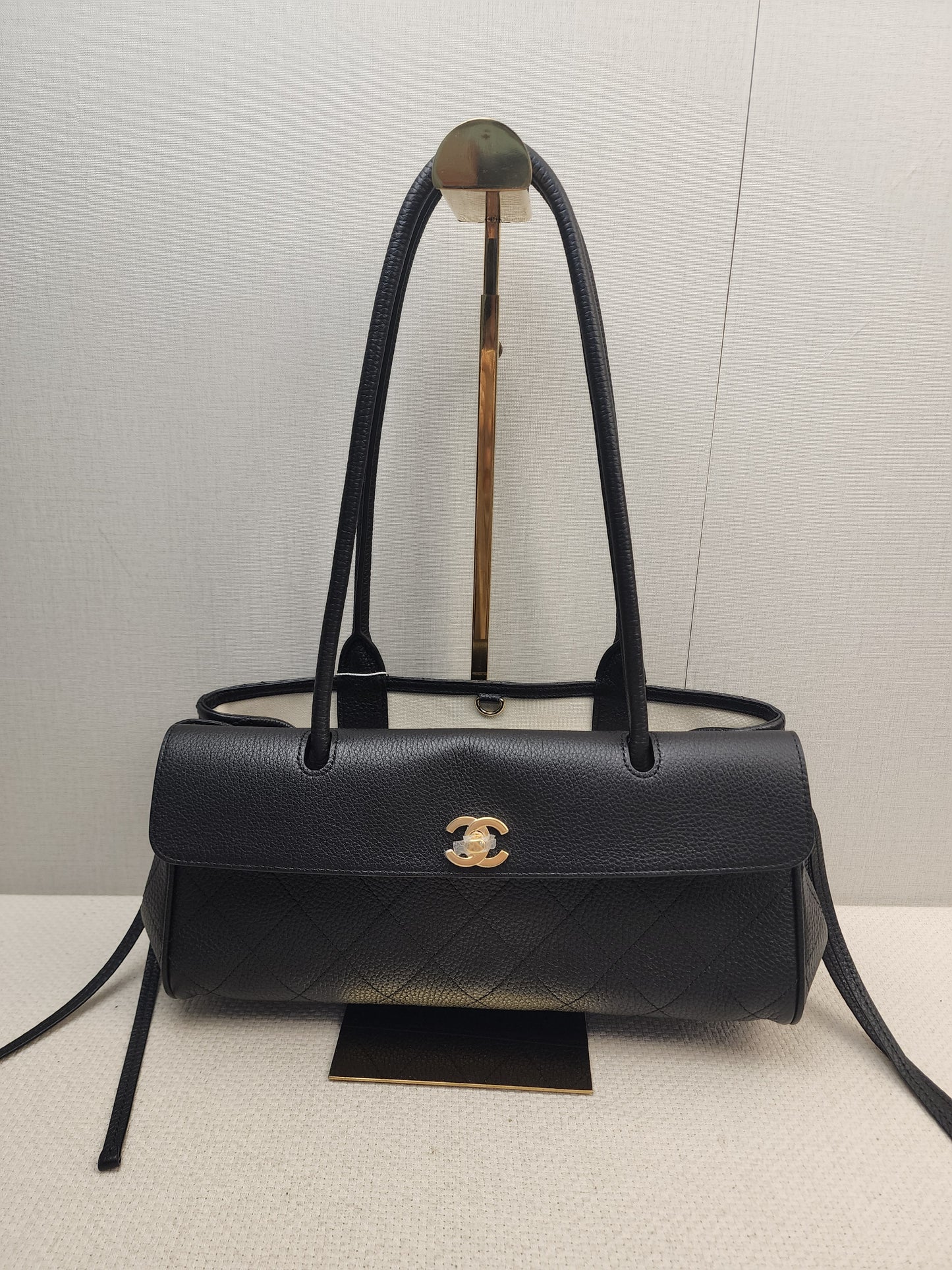Chanel Black Grained Calfskin Small Shopping Bag (LGHW)