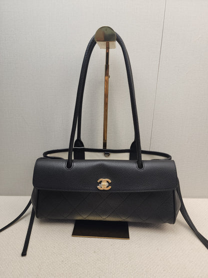 Chanel Black Grained Calfskin Small Shopping Bag (LGHW)