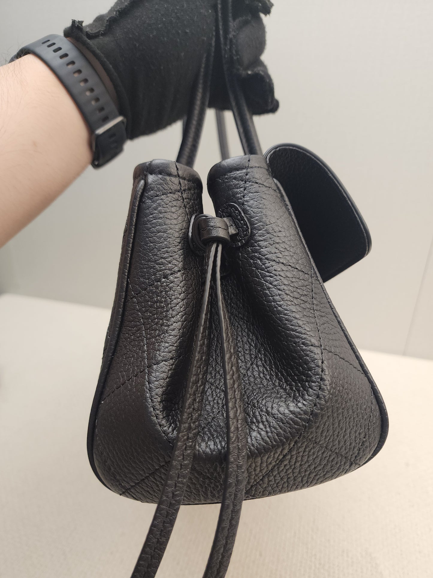 Chanel Black Grained Calfskin Small Shopping Bag (LGHW)