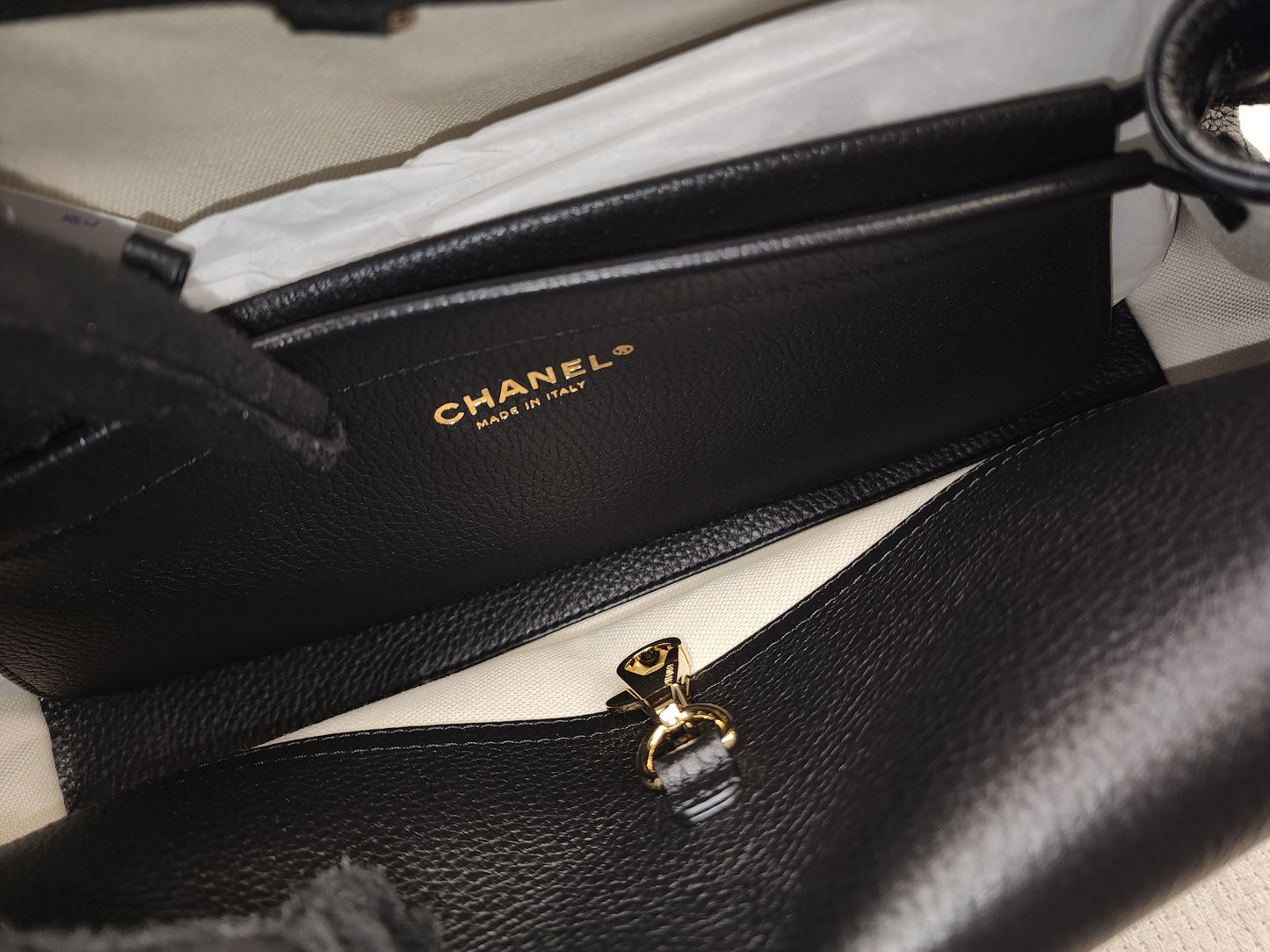 Chanel Black Grained Calfskin Small Shopping Bag (LGHW)