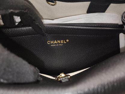 Chanel Black Grained Calfskin Small Shopping Bag (LGHW)