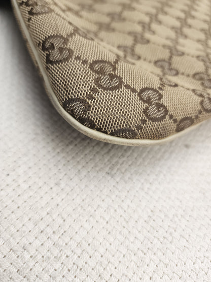 Gucci Beige Monogram Canvas New Brit Hobo