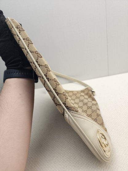 Gucci Beige Monogram Canvas New Brit Hobo