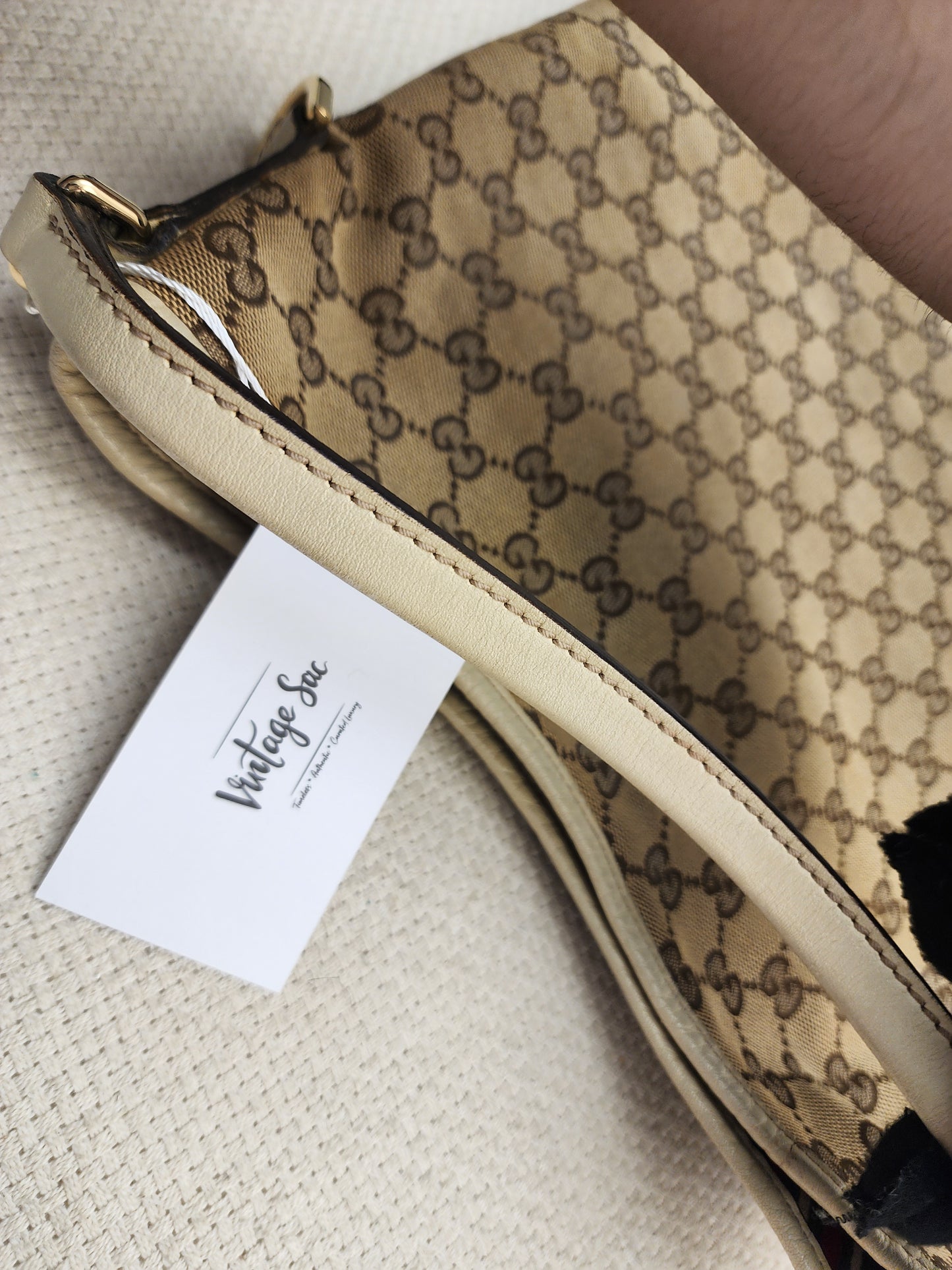 Gucci Beige Monogram Canvas New Brit Hobo