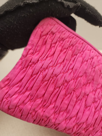 Miu Miu Pink Nylon Matelasse Crystal Chain Crossbody Bag