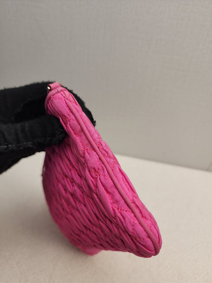 Miu Miu Pink Nylon Matelasse Crystal Chain Crossbody Bag