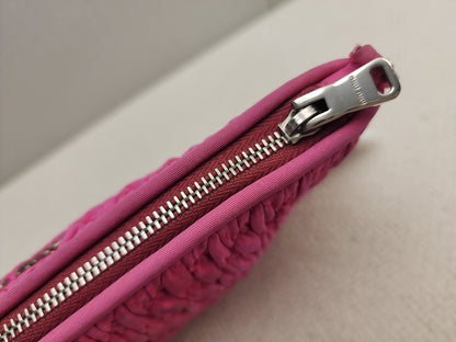 Miu Miu Pink Nylon Matelasse Crystal Chain Crossbody Bag