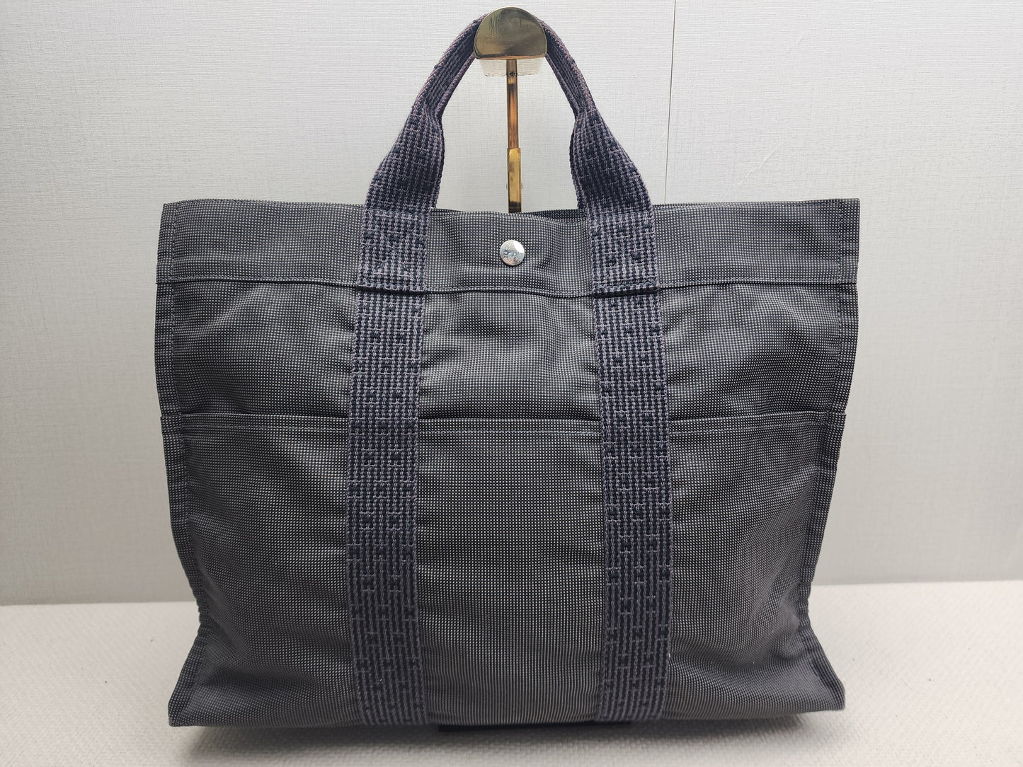 Hermes Black Canvas Herline MM Tote
