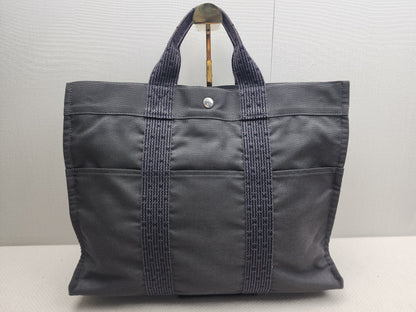 Hermes Black Canvas Herline MM Tote