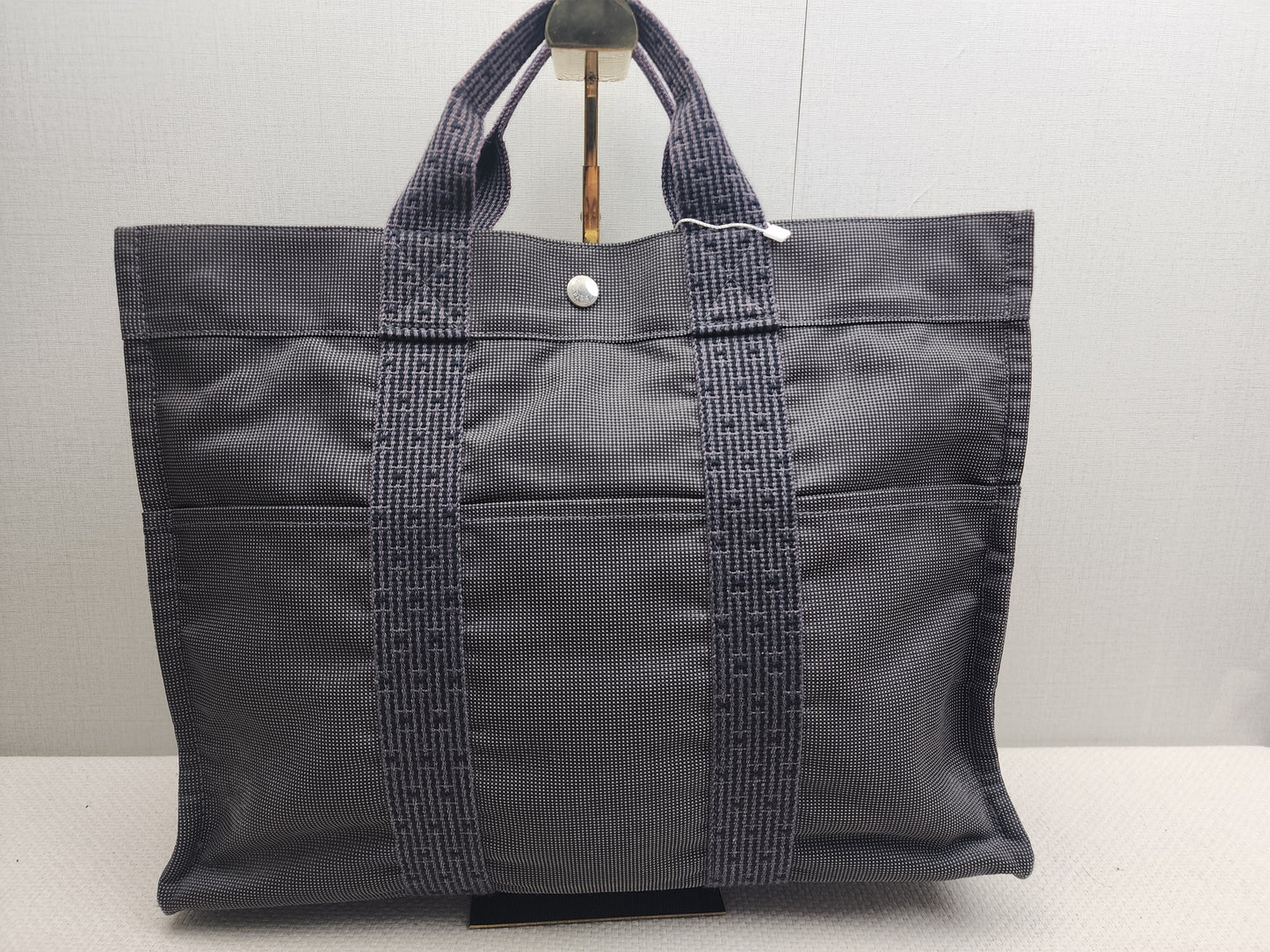 Hermes Black Canvas Herline MM Tote
