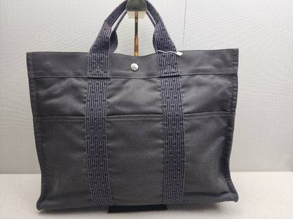 Hermes Black Canvas Herline MM Tote