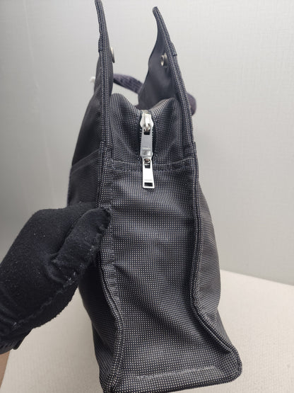 Hermes Black Canvas Herline MM Tote
