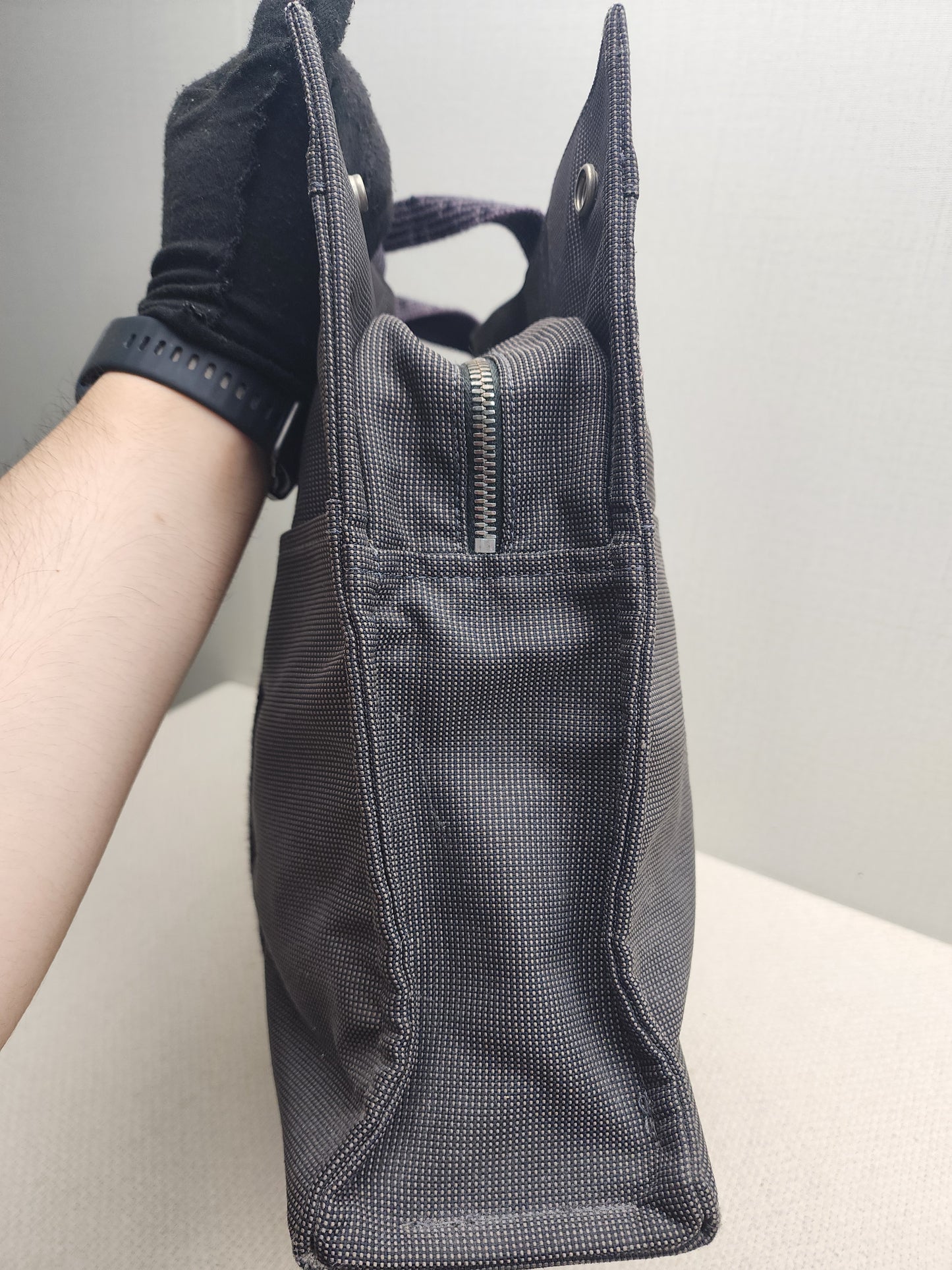 Hermes Black Canvas Herline MM Tote