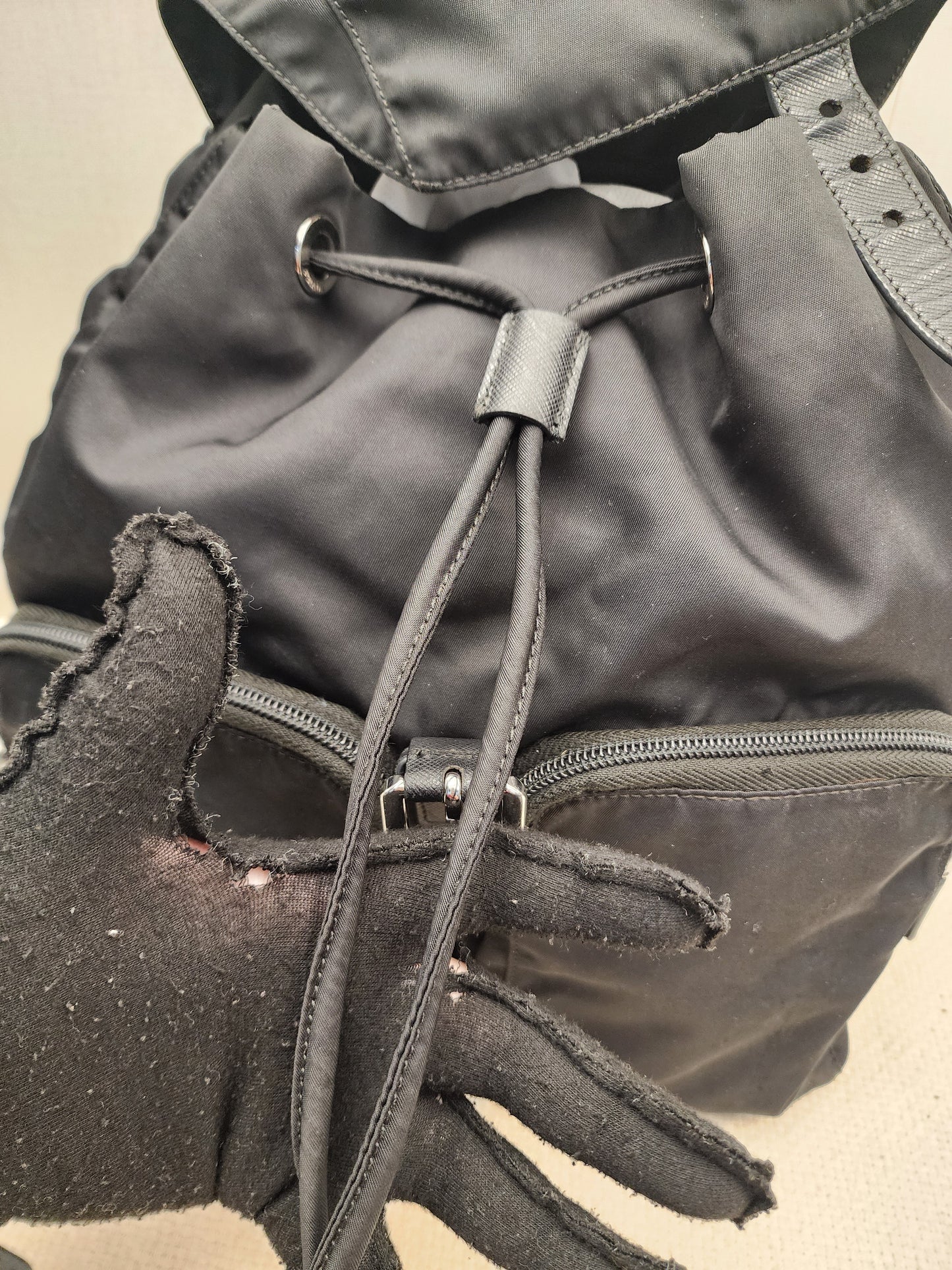 Prada Black Renylon Multi Pockets Backpack