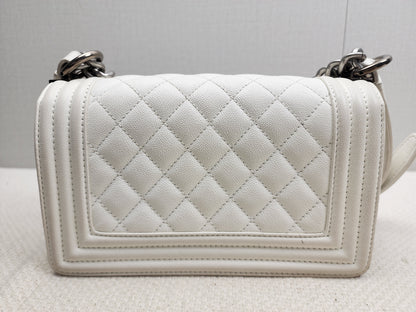Chanel White Caviar Small Boy Flap Bag (RHW)