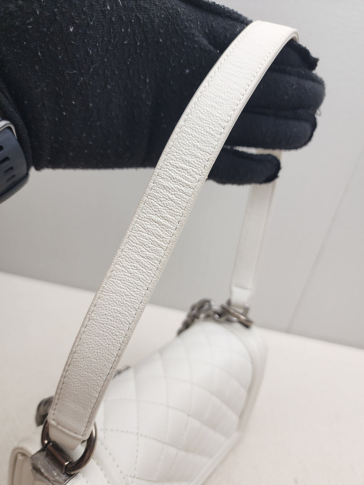 Chanel White Caviar Small Boy Flap Bag (RHW)