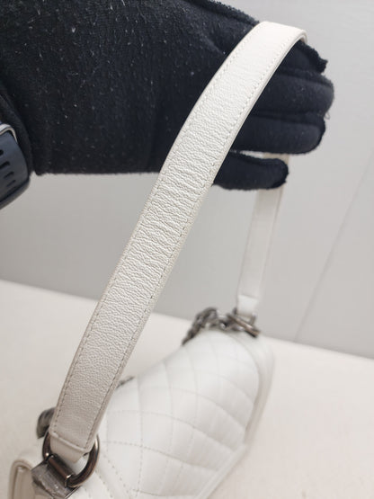 Chanel White Caviar Small Boy Flap Bag (RHW)