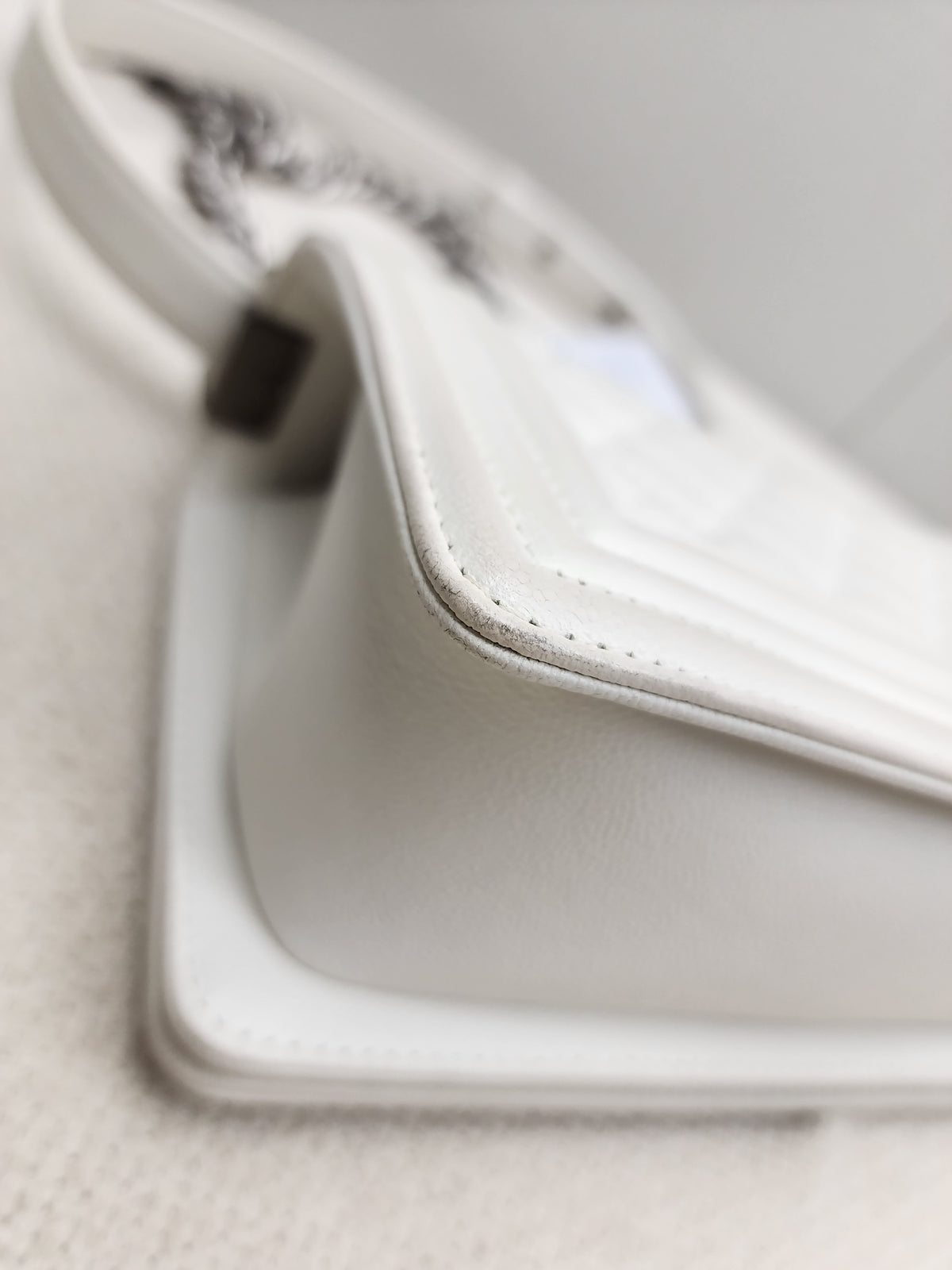 Chanel White Caviar Small Boy Flap Bag (RHW)