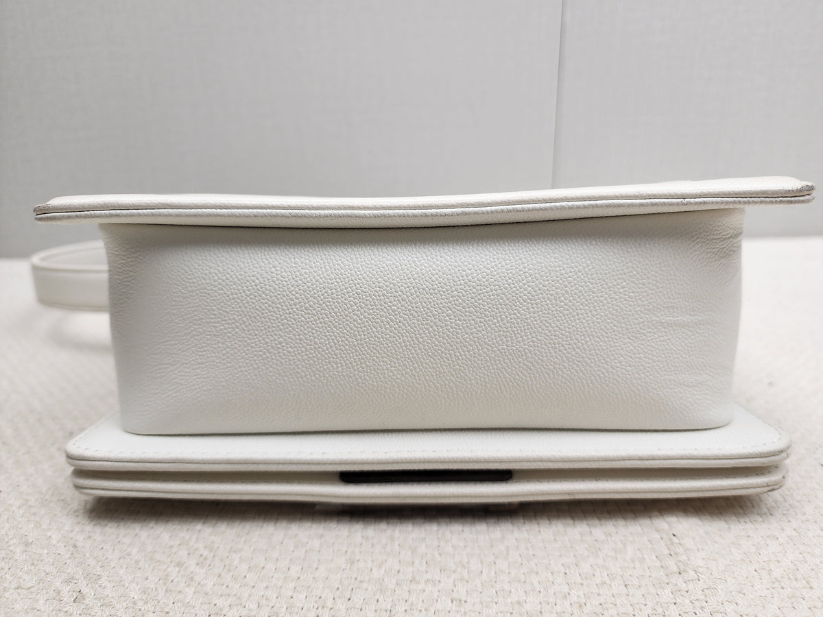 Chanel White Caviar Small Boy Flap Bag (RHW)