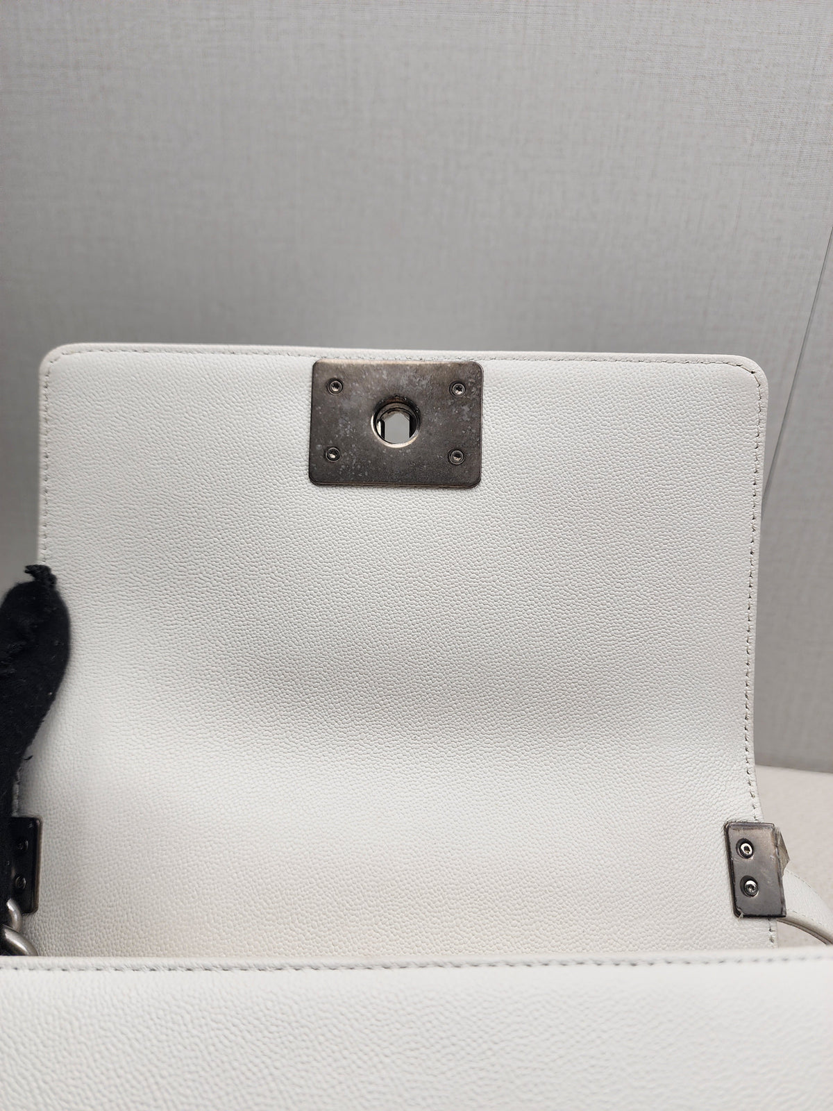Chanel White Caviar Small Boy Flap Bag (RHW)