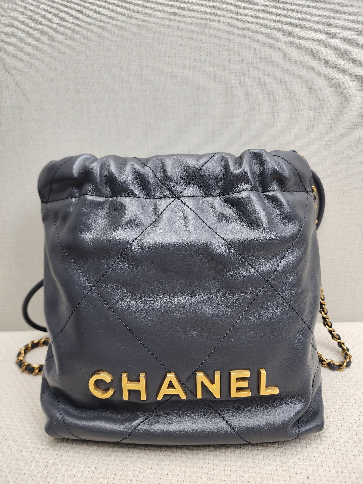 Chanel Dark Grey Calfskin Mini 22 (GHW)