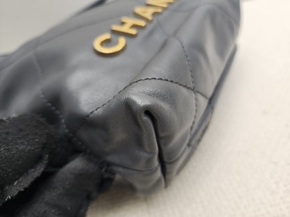 Chanel Dark Grey Calfskin Mini 22 (GHW)