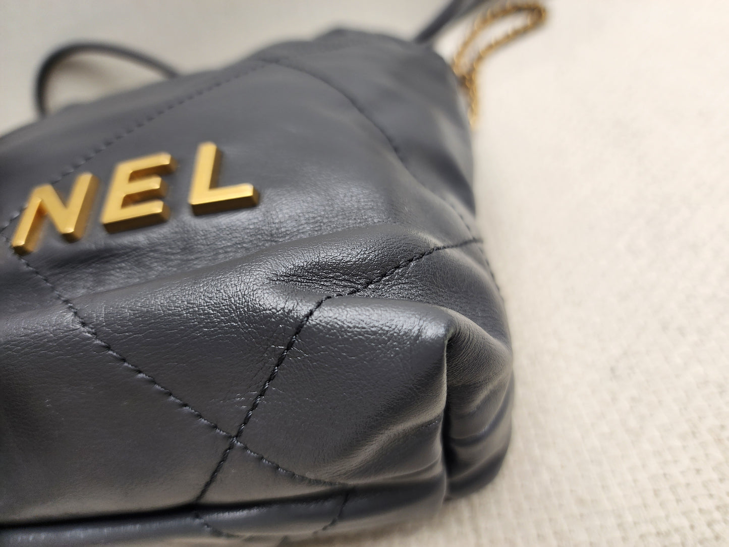 Chanel Dark Grey Calfskin Mini 22 (GHW)