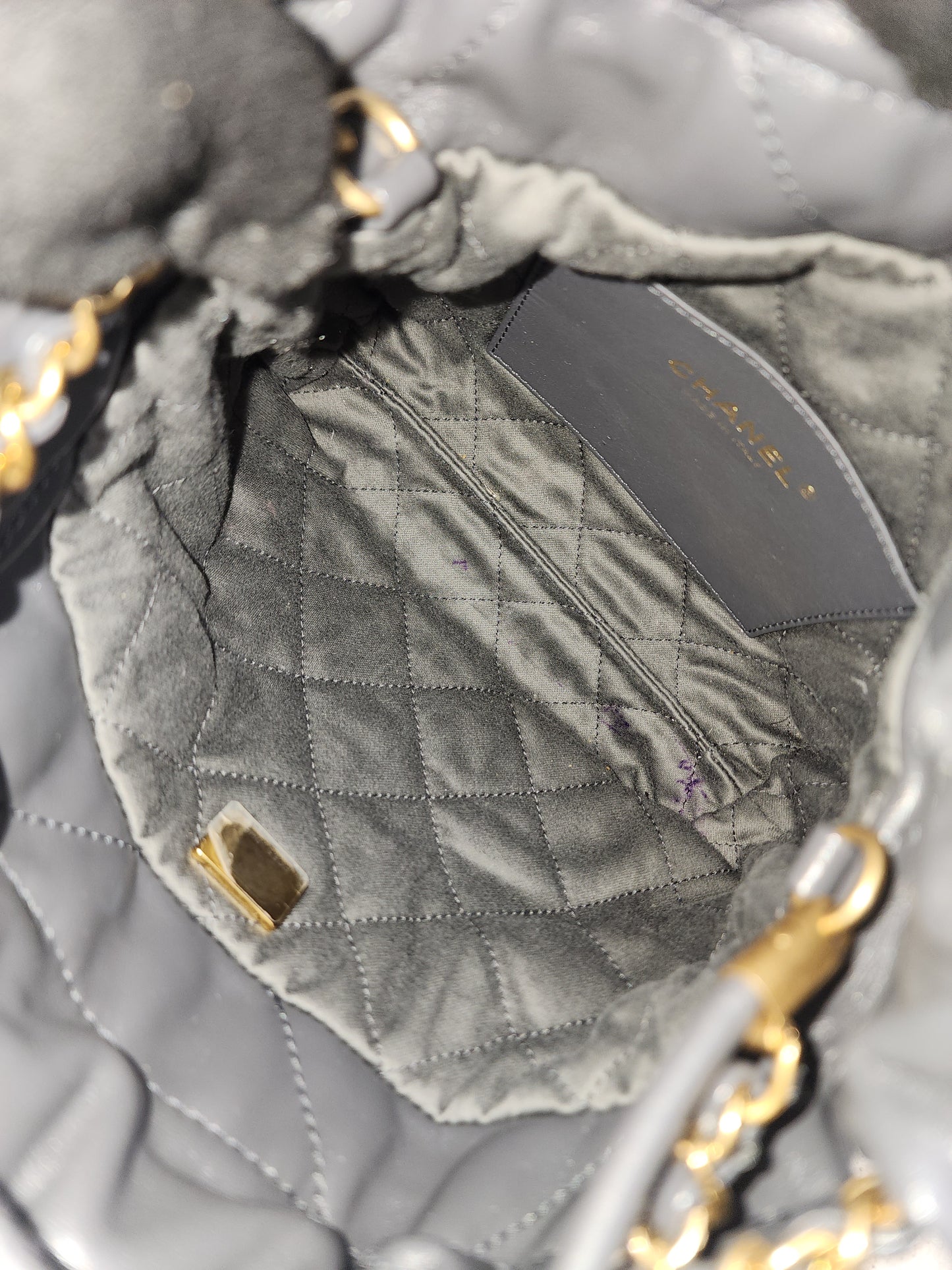 Chanel Dark Grey Calfskin Mini 22 (GHW)