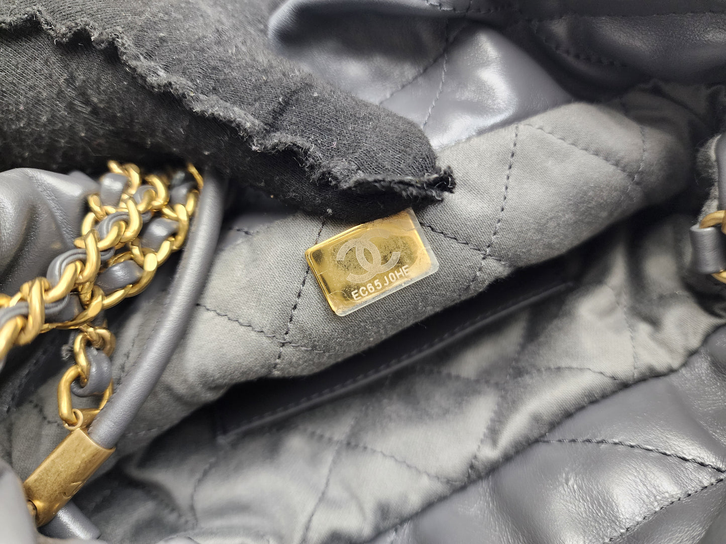 Chanel Dark Grey Calfskin Mini 22 (GHW)