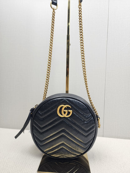 Gucci Black Marmont Round Chain Bag