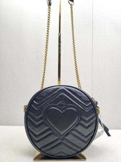 Gucci Black Marmont Round Chain Bag
