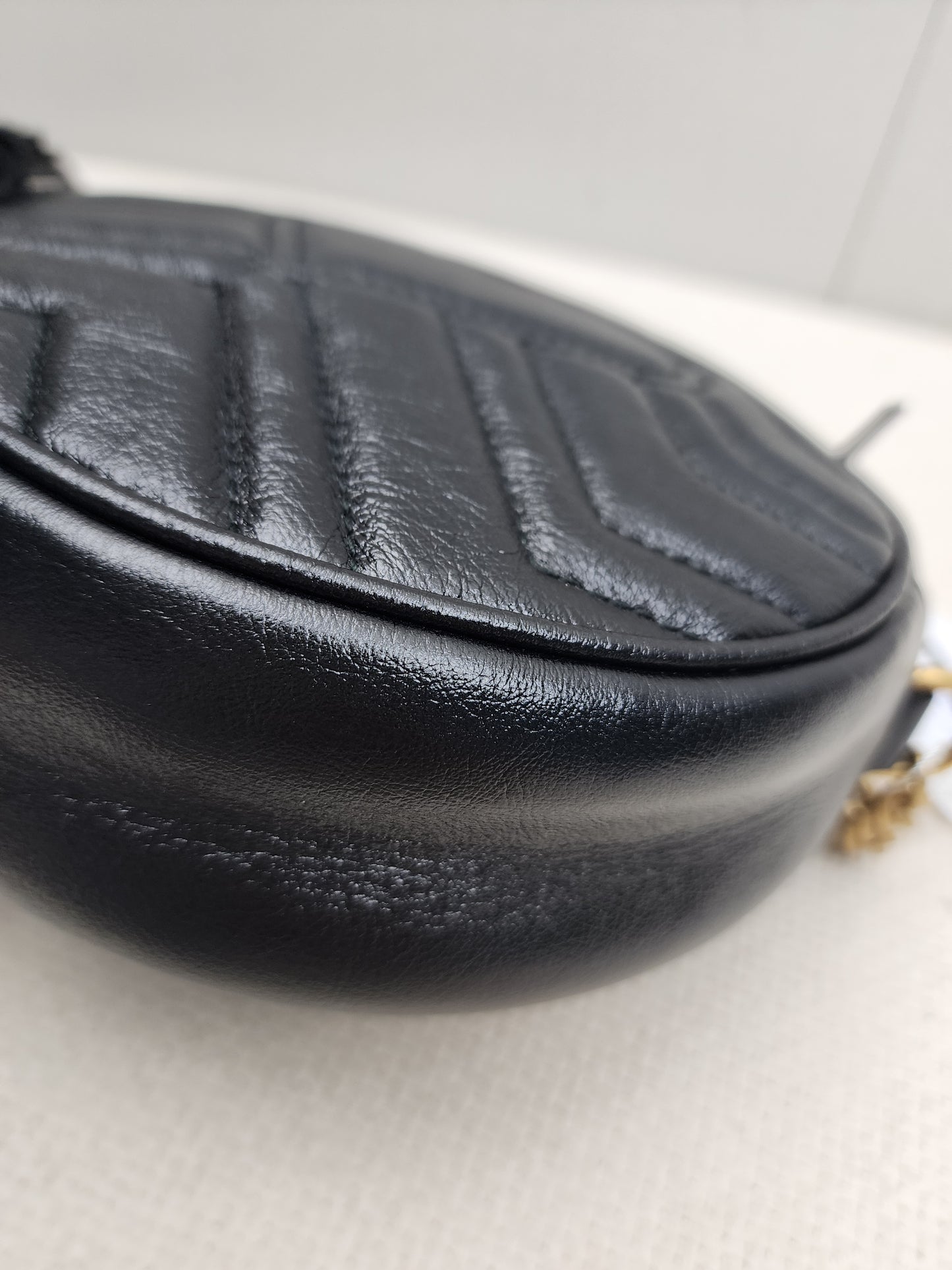 Gucci Black Marmont Round Chain Bag