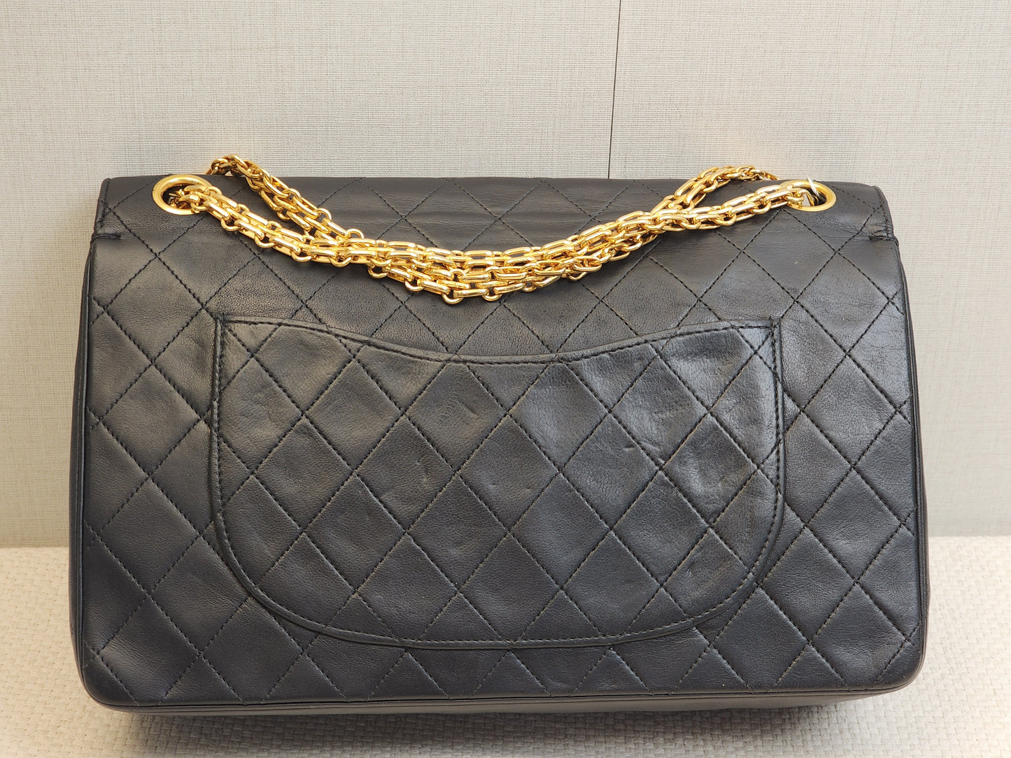Chanel Black Lambskin Vintage Double Chain Flap (GHW)