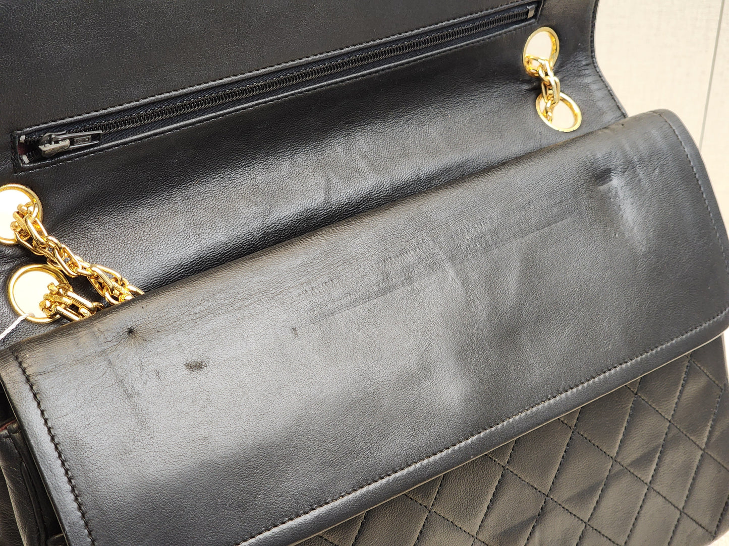Chanel Black Lambskin Vintage Double Chain Flap (GHW)