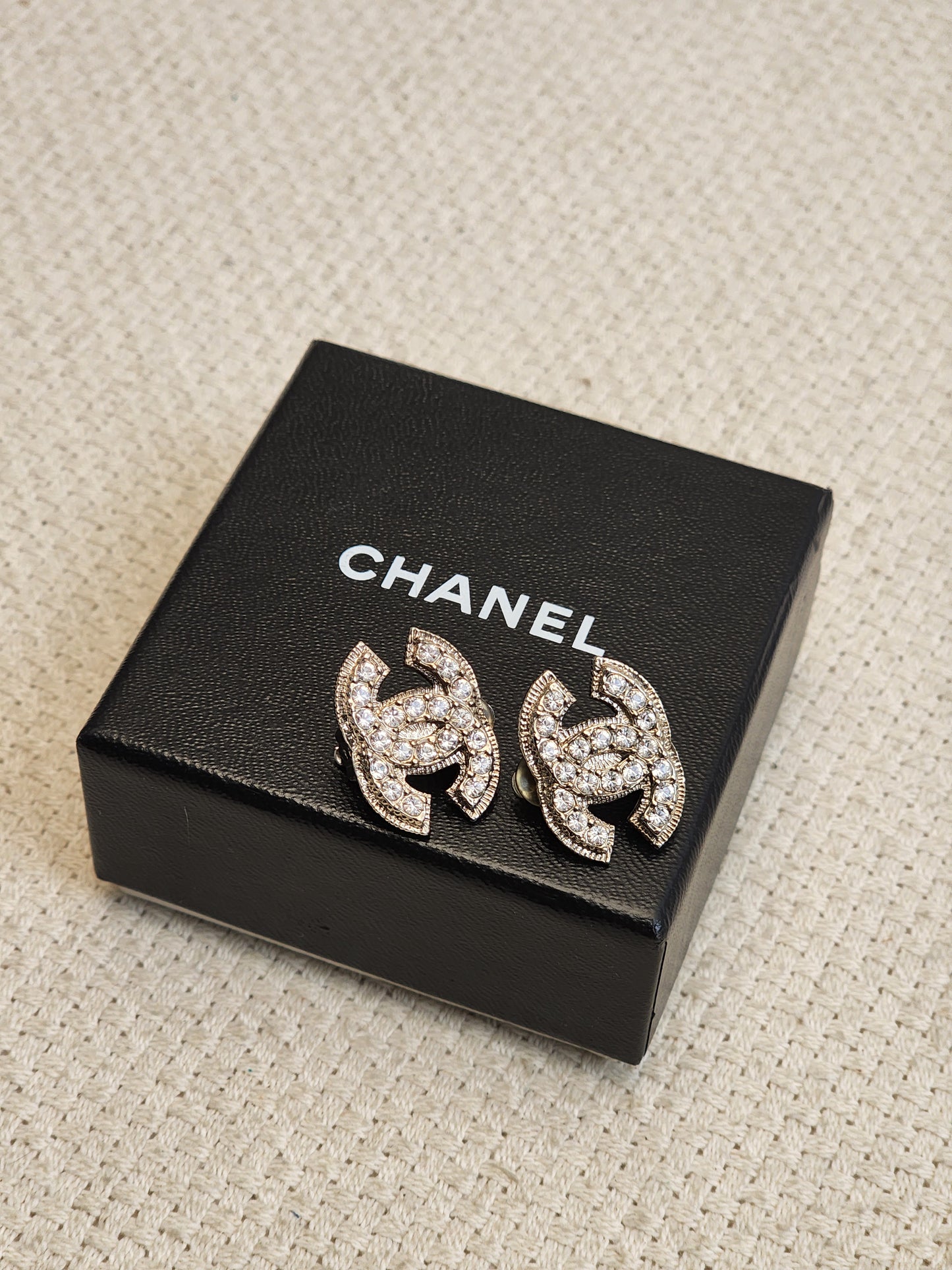 Chanel Silver Diamante Earclips