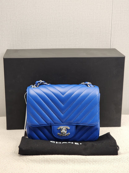 Chanel Royal Blue Caviar Mini Square (SHW)